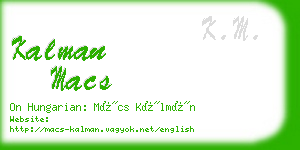 kalman macs business card